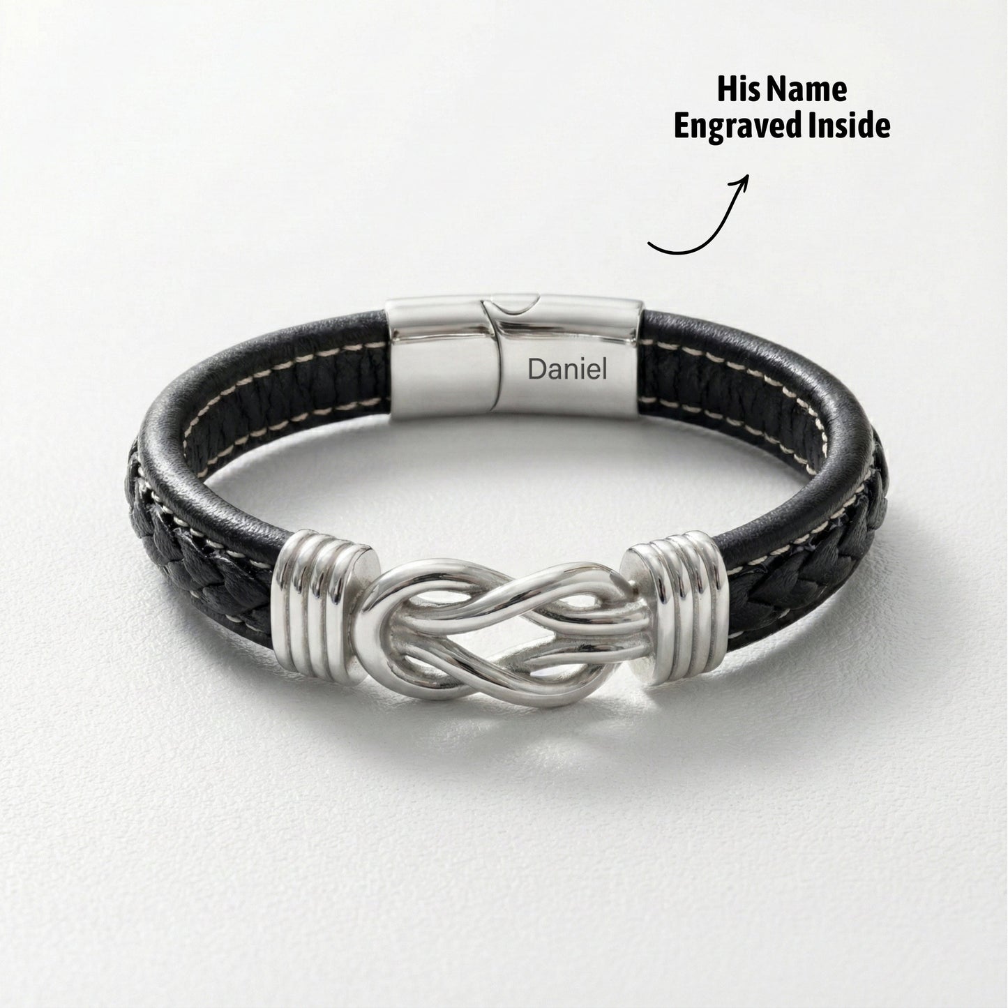 Son's Infinity Bracelet with Custom Engraving