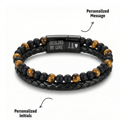 Engraved Tiger Eye Son Bracelet